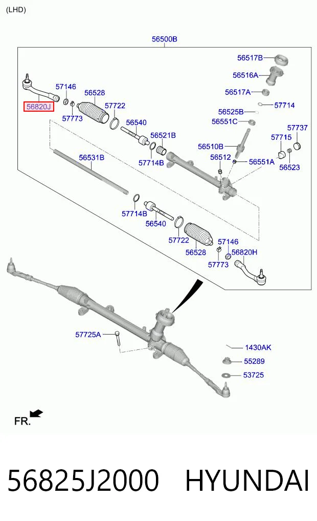 56825J2000 Hyundai/Kia Зовнішній наконечник рульової тяги