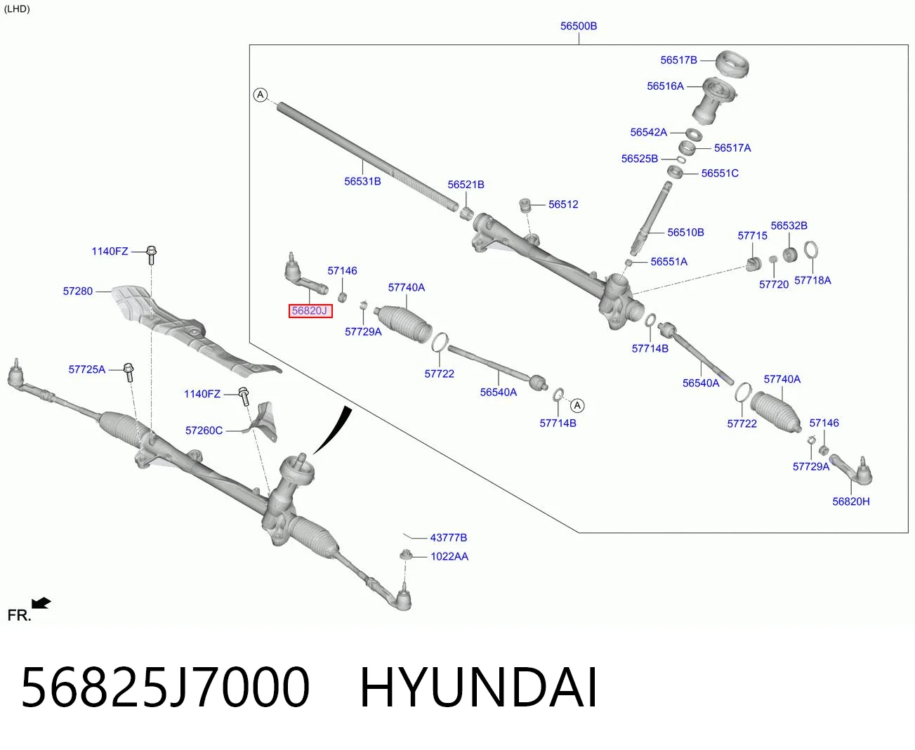 56825J7000 Hyundai/Kia Зовнішній наконечник рульової тяги