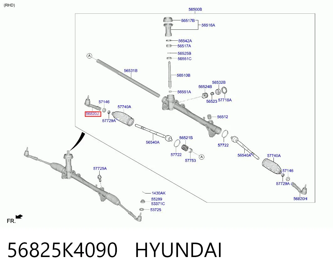 56825K4090 Hyundai/Kia Зовнішній наконечник рульової тяги