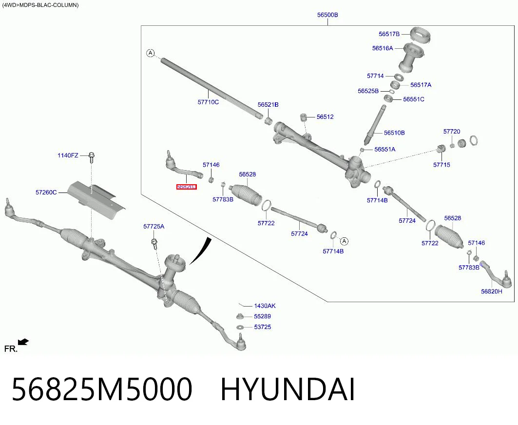 56825M5000 Hyundai/Kia Зовнішній наконечник рульової тяги