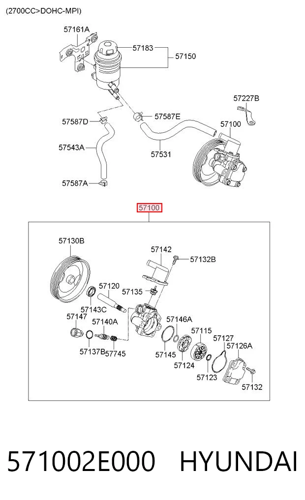 571002E000 Hyundai/Kia Насос гідропідсилювача