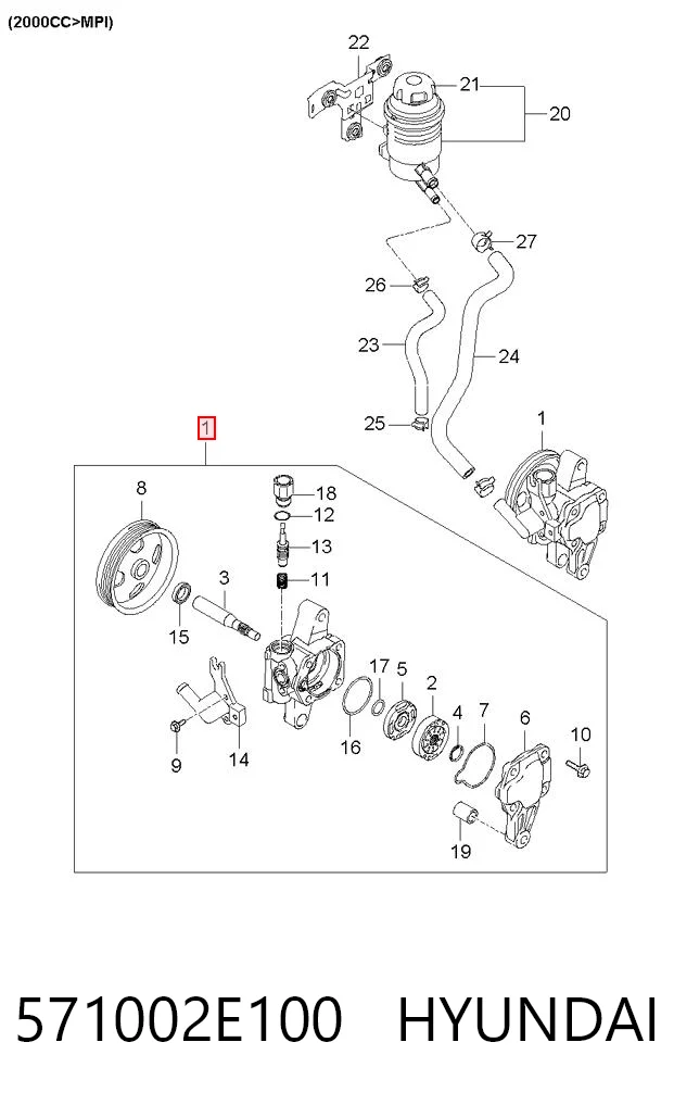 571002E100 Hyundai/Kia Насос гідропідсилювача