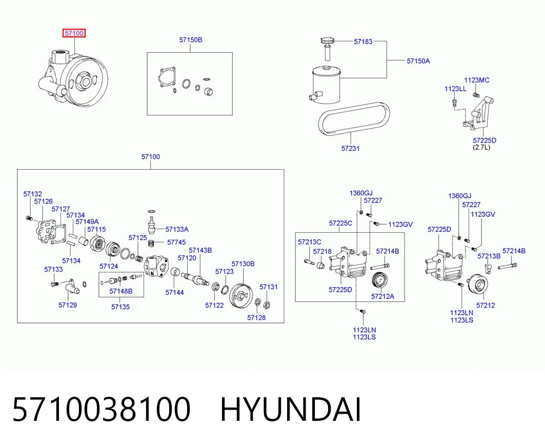 5710038100 Hyundai/Kia Насос гідропідсилювача