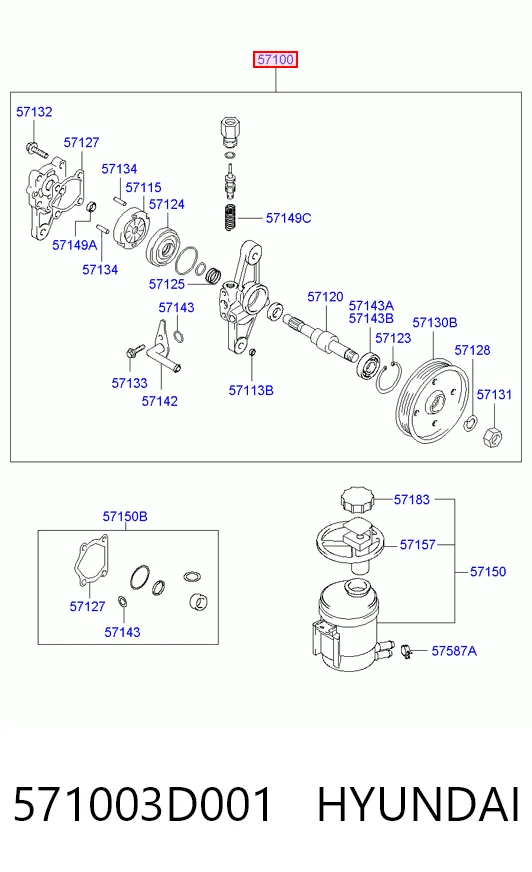 571003D001 Hyundai/Kia Насос гідропідсилювача