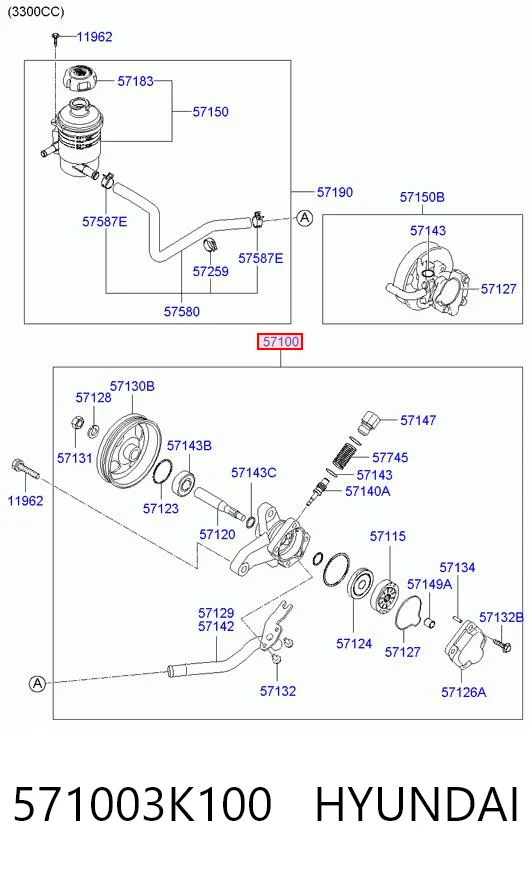 571003K100 Hyundai/Kia Насос гідропідсилювача