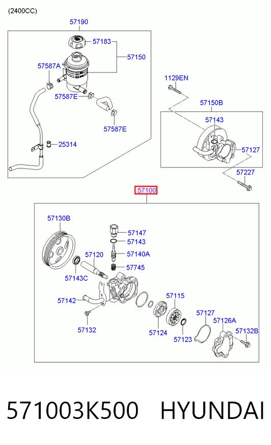 571003K500 Hyundai/Kia Насос гідропідсилювача