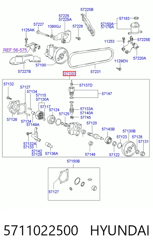 5711022500 Hyundai/Kia Насос гідропідсилювача