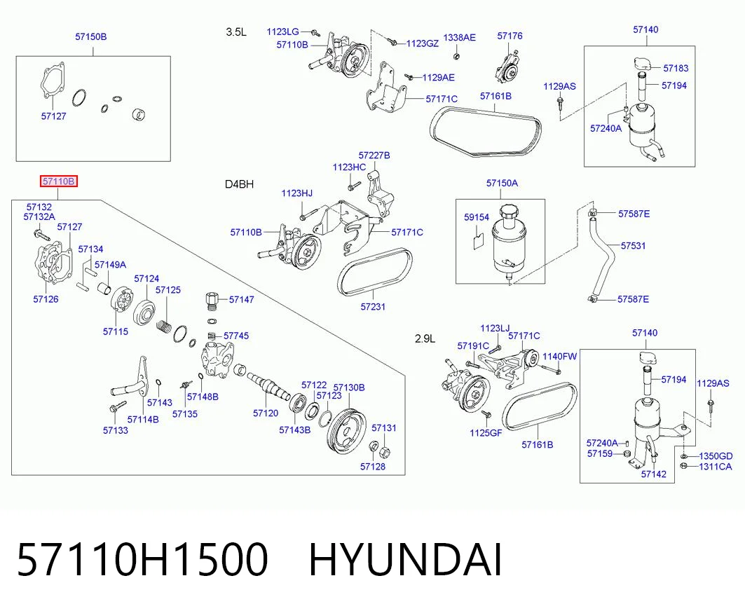 Насос гідропідсилювача на Hyundai Terracan  HP
