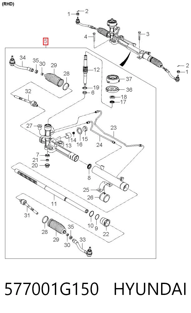 577001G150 Hyundai/Kia Рейковий рульовий механізм