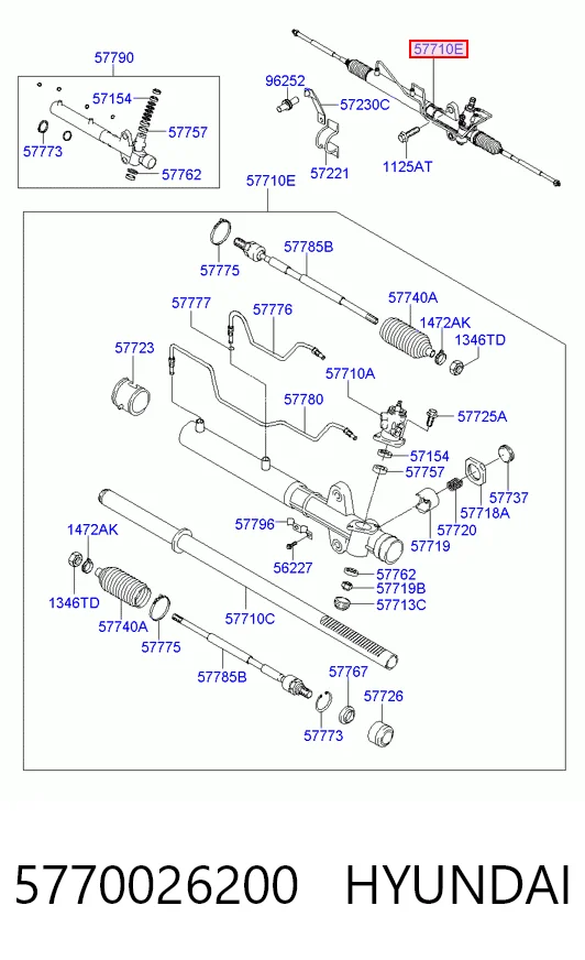 5770026200 Hyundai/Kia Рейковий рульовий механізм
