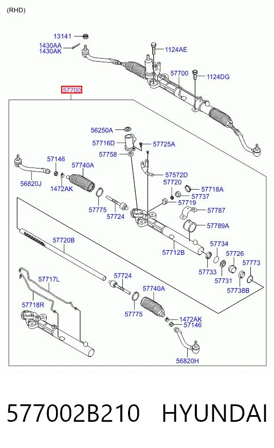 577002B210 Hyundai/Kia Рейковий рульовий механізм