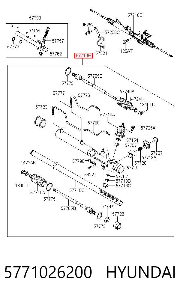 5771026200 Hyundai/Kia Рейковий рульовий механізм