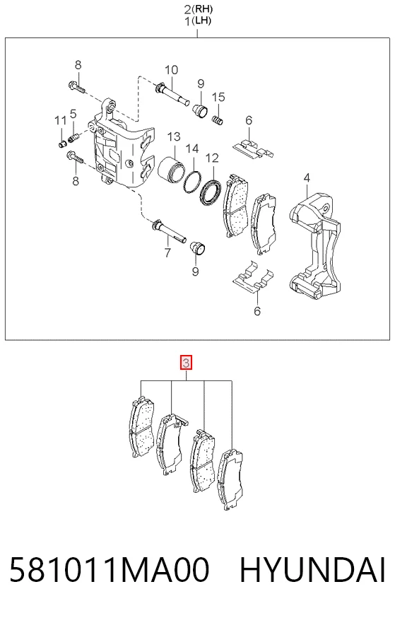 581011MA00 Hyundai/Kia Передні гальмівні колодки
