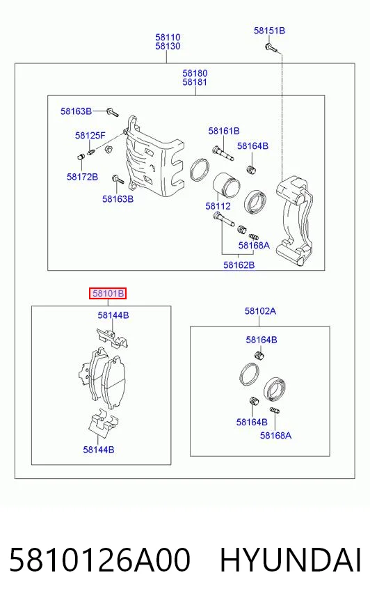 5810126A00 Hyundai/Kia Передні гальмівні колодки