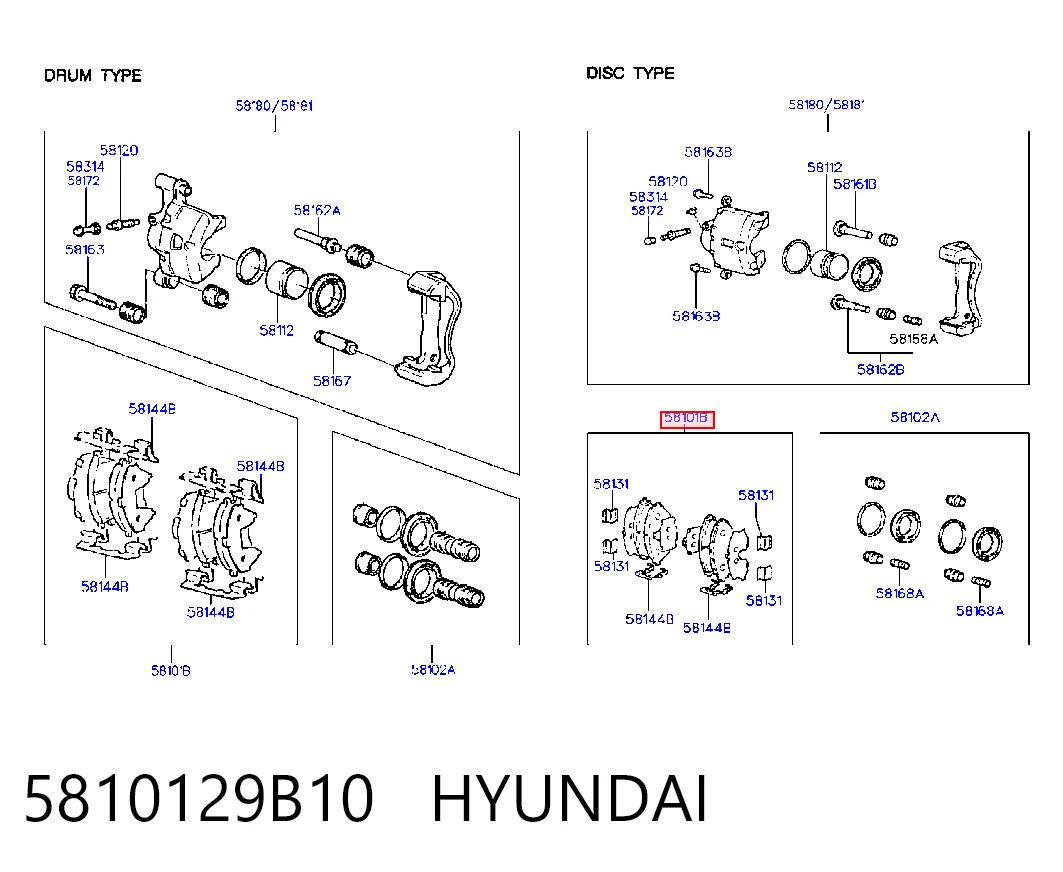 5810129B10 Hyundai/Kia Передні гальмівні колодки