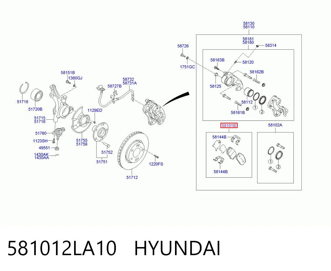 581012LA10 Hyundai/Kia Передні гальмівні колодки