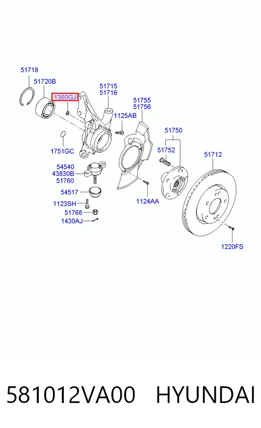 581012VA00 Hyundai/Kia Передні гальмівні колодки