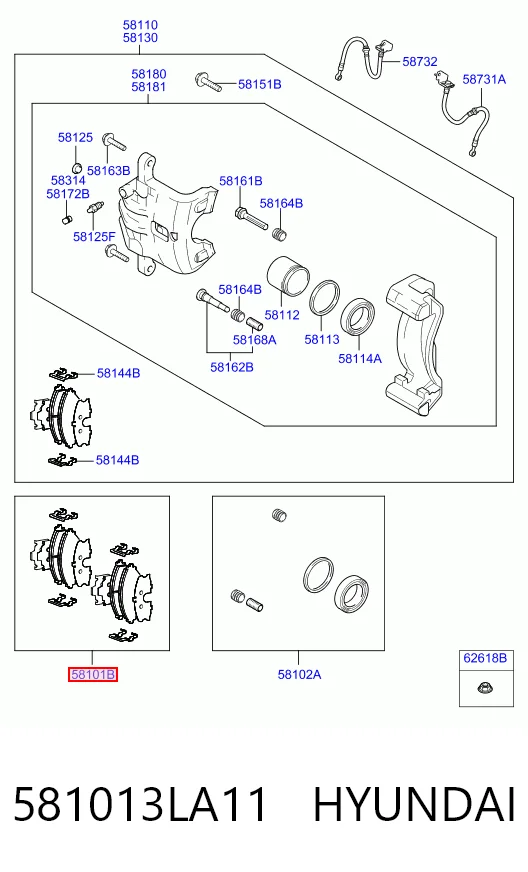 581013LA11 Hyundai/Kia Передні гальмівні колодки