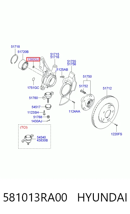 581013RA00 Hyundai/Kia Передні гальмівні колодки