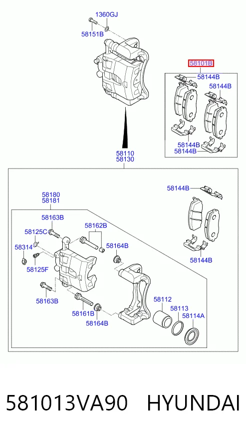 581013VA90 Hyundai/Kia Передні гальмівні колодки