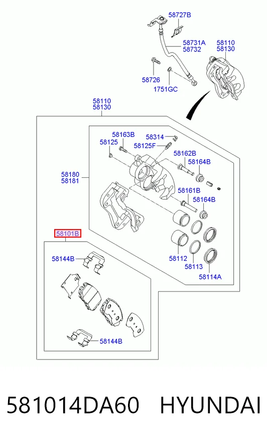 581014DA60 Hyundai/Kia Передні гальмівні колодки