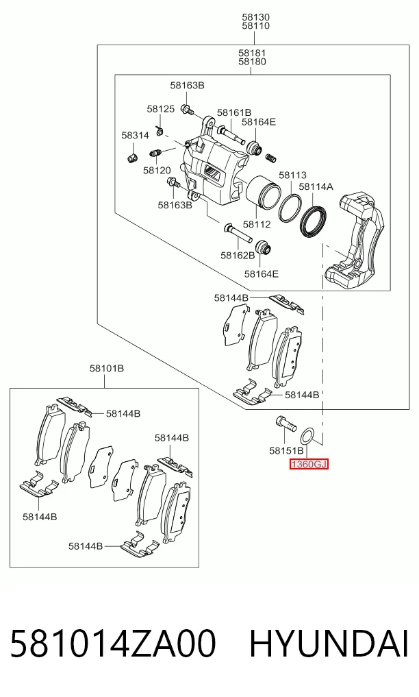 581014ZA00 Hyundai/Kia Передні гальмівні колодки