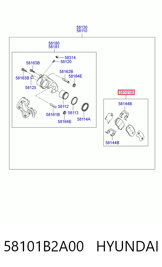 58101B2A00 Hyundai/Kia Передні гальмівні колодки