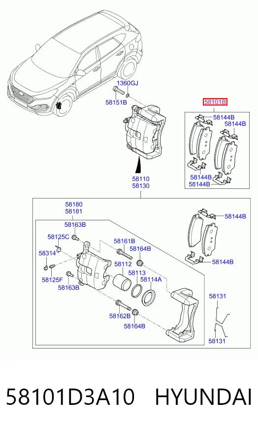 58101D3A10 Hyundai/Kia Передні гальмівні колодки