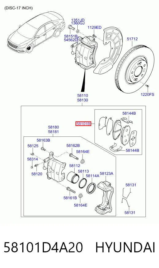 58101D4A20 Hyundai/Kia Передні гальмівні колодки