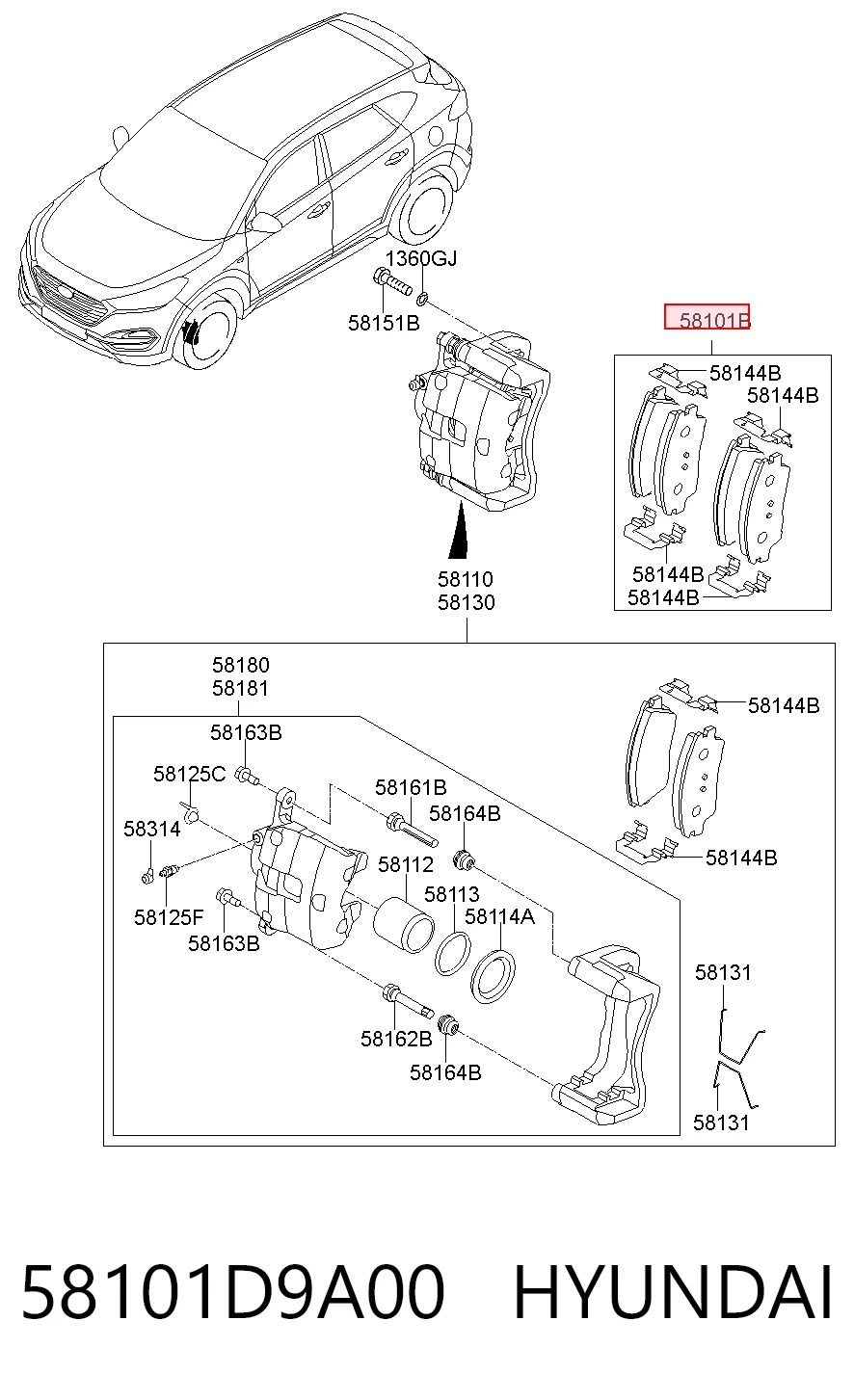 58101D9A00 Hyundai/Kia Передні гальмівні колодки