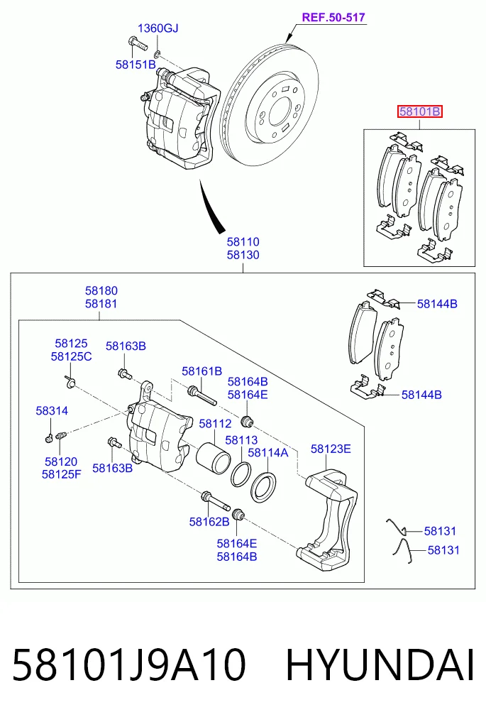 58101J9A10 Hyundai/Kia Передні гальмівні колодки