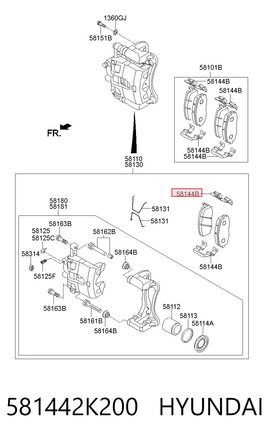 581442K200 Hyundai/Kia Комплект пружинок кріплення дискових колодок, передніх