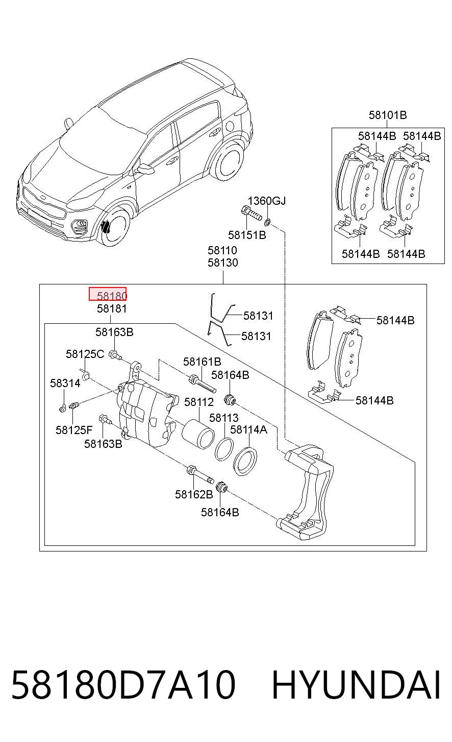 58180D7A10 Hyundai/Kia Супорт тормзной