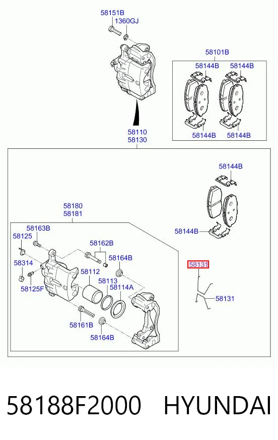 58188F2000 Hyundai/Kia Супорт гальмівний передній правий