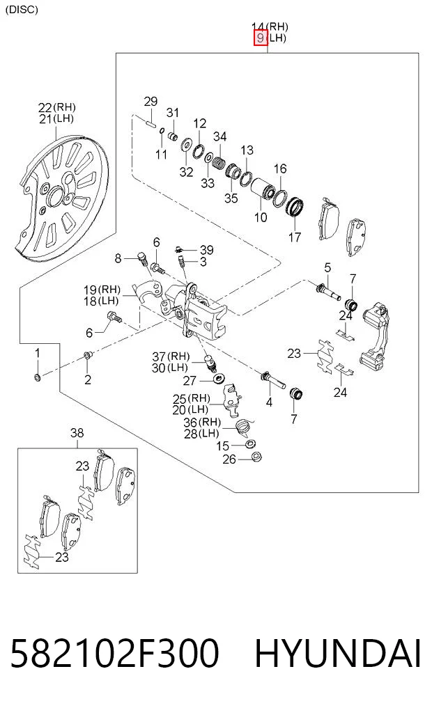 582102F300 Hyundai/Kia Супорт гальмівний задній лівий