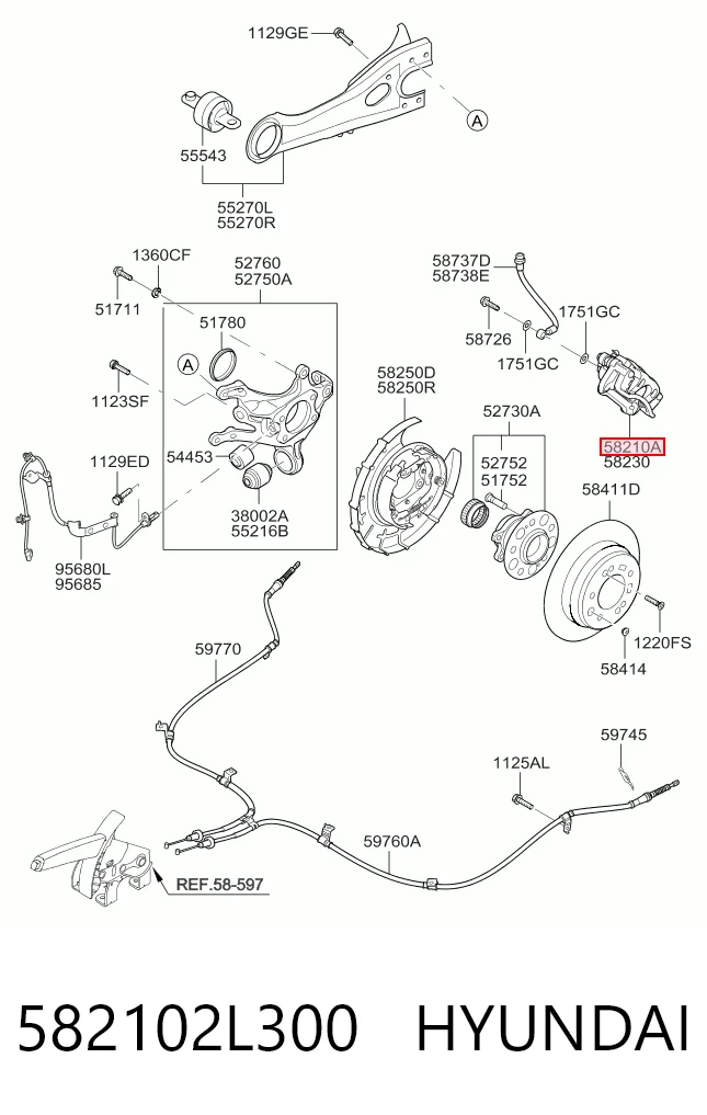 582102L300 Hyundai/Kia Супорт гальмівний задній лівий