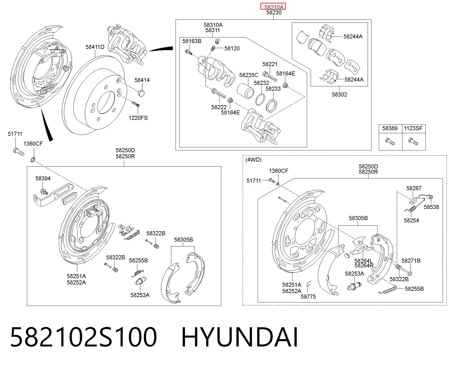 582102S100 Hyundai/Kia Супорт гальмівний задній лівий