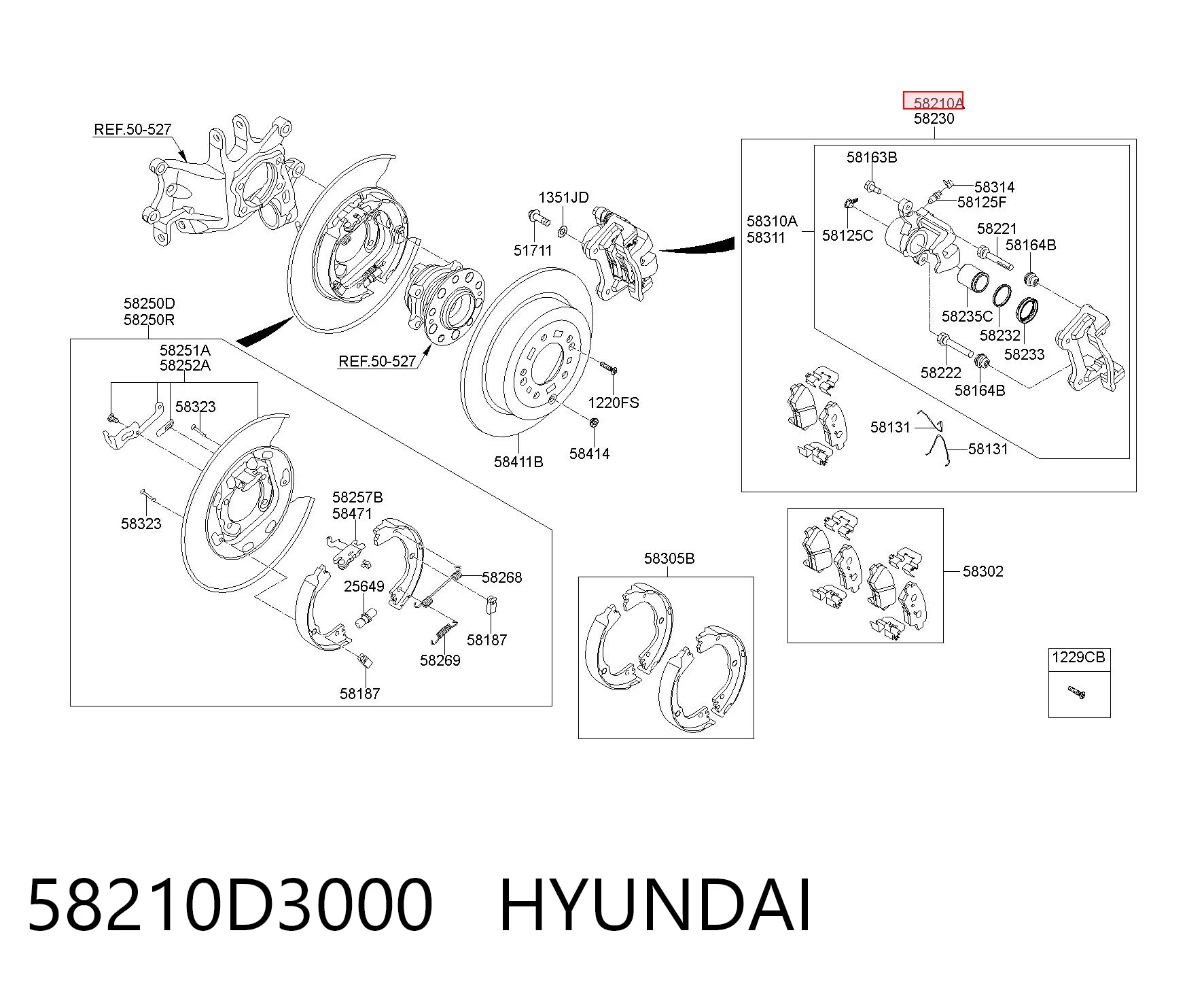 58210D3000 Hyundai/Kia Супорт гальмівний задній лівий