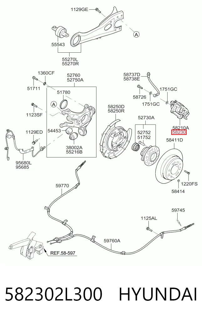 582302L300 Hyundai/Kia Супорт гальмівний задній правий