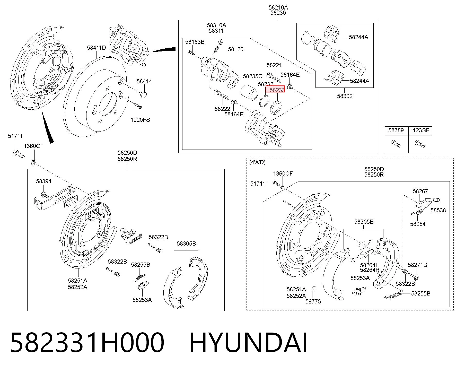 Ремкомплект супорту гальмівного заднього Hyundai Tucson II позашляховик (TM) (2010 - 2015) ціна, від 3.07 USD