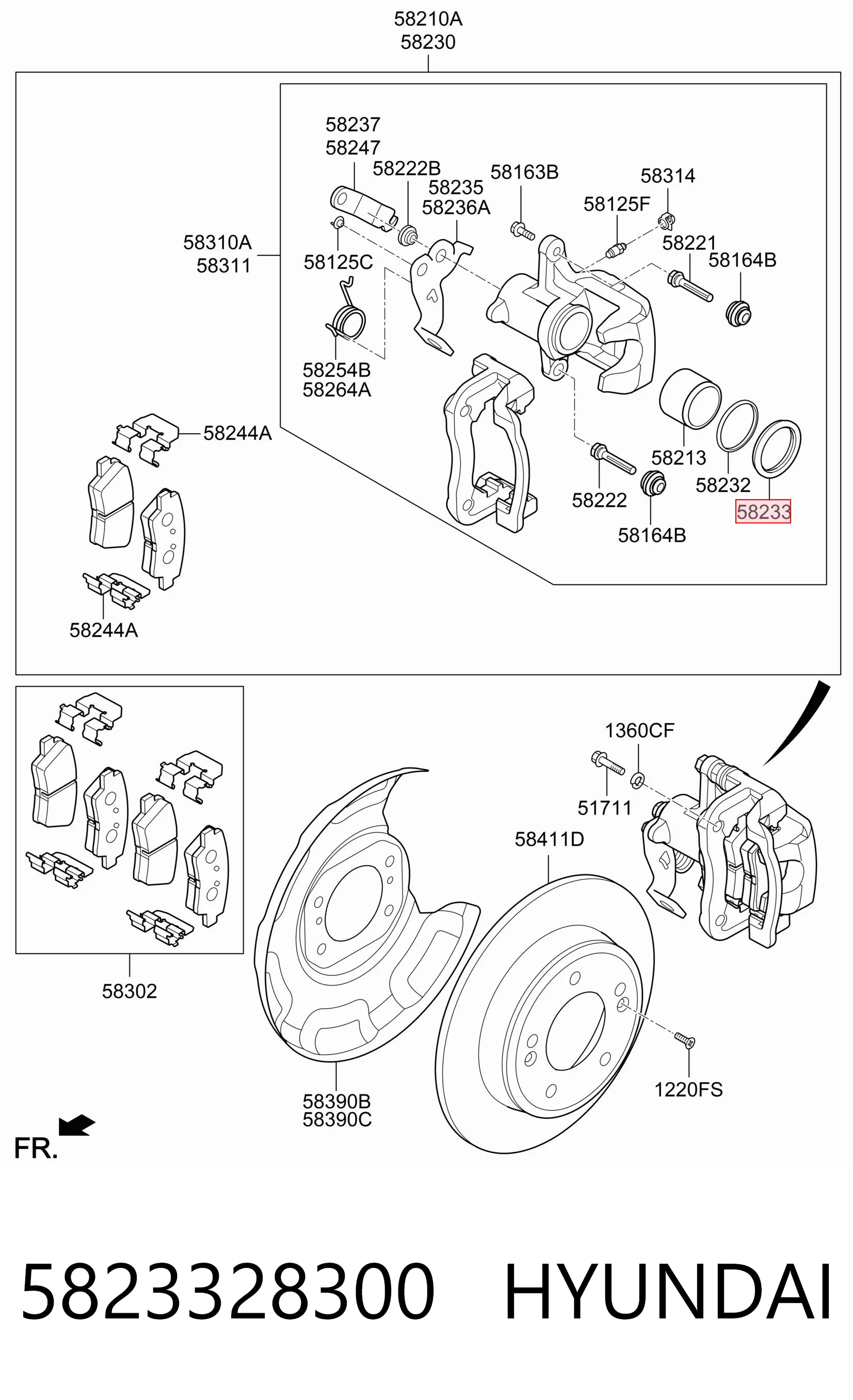 5823328300 Hyundai/Kia Пильник поршня заднього гальмівного супорта