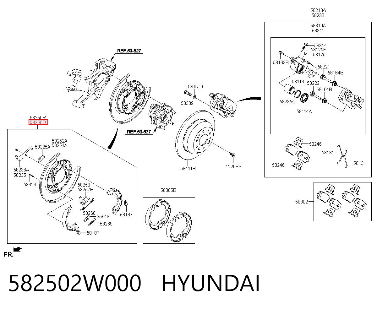 582502W000 Hyundai/Kia Гальмівні колодки ручника