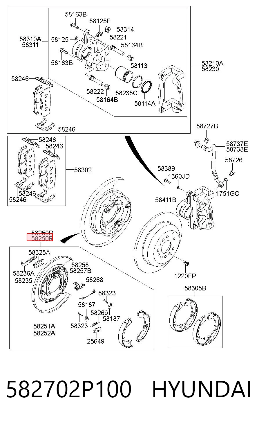 582702P100 Hyundai/Kia Гальмівні колодки ручника