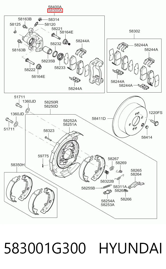 583001G300 Hyundai/Kia Супорт гальмівний задній лівий
