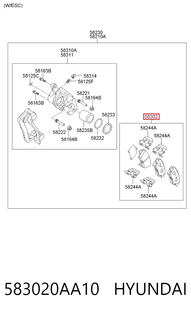 583020AA10 Hyundai/Kia Колодки гальмівні задні, дискові