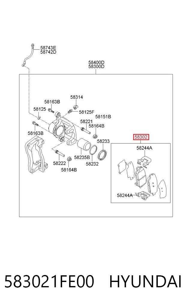 583021FE00 Hyundai/Kia Колодки гальмівні задні, дискові