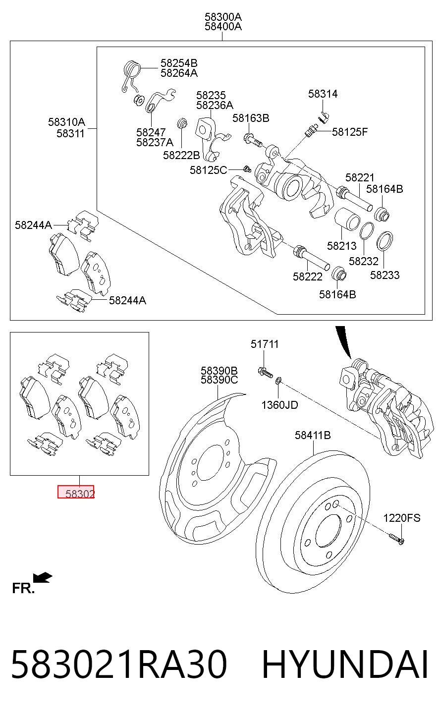 583021RA30 Hyundai/Kia Колодки гальмівні задні, дискові