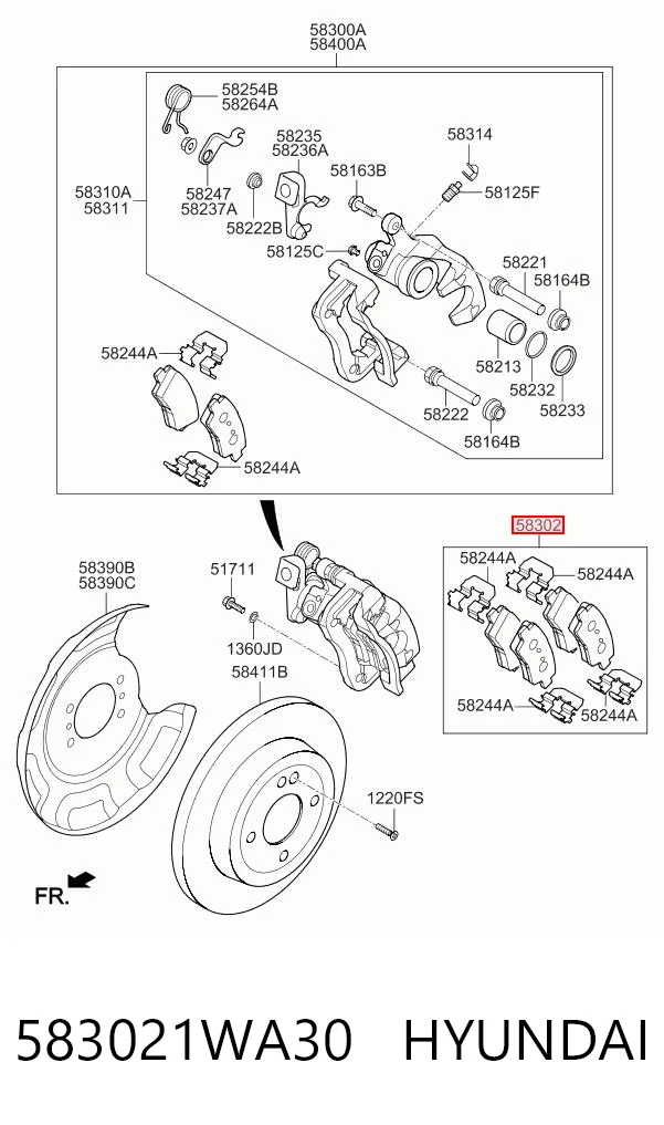583021WA30 Hyundai/Kia Колодки гальмівні задні, дискові