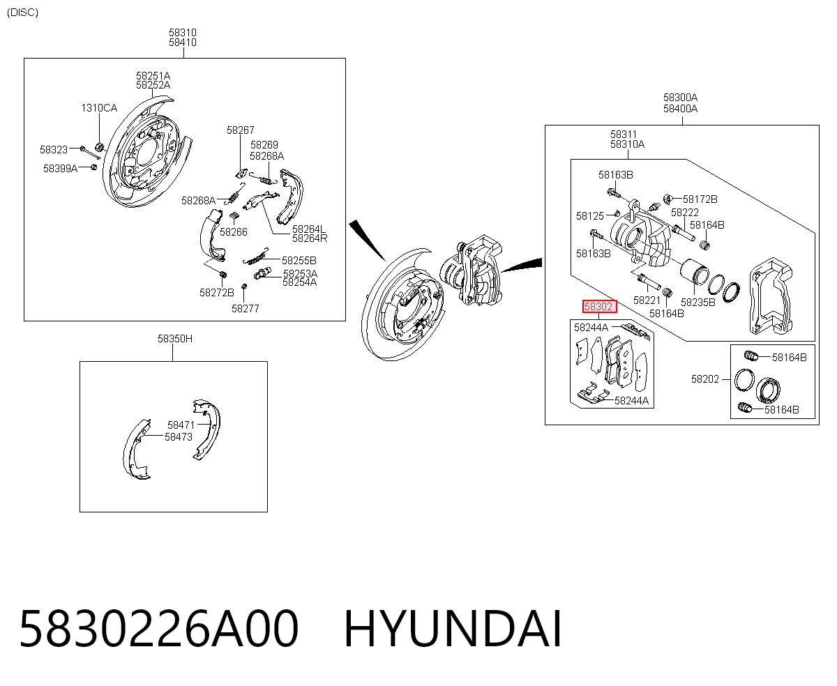 5830226A00 Hyundai/Kia Колодки гальмівні задні, дискові