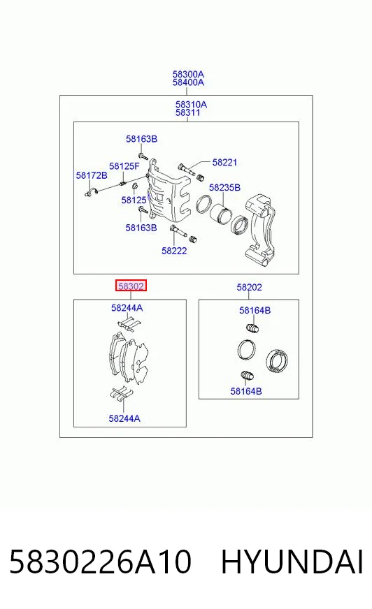 5830226A10 Hyundai/Kia Колодки гальмівні задні, дискові